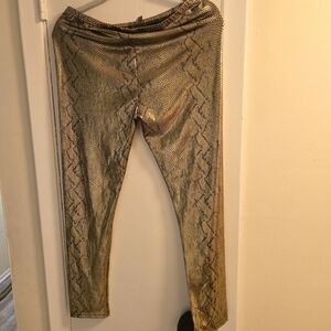 Gold Snake Print Leggings Size L
